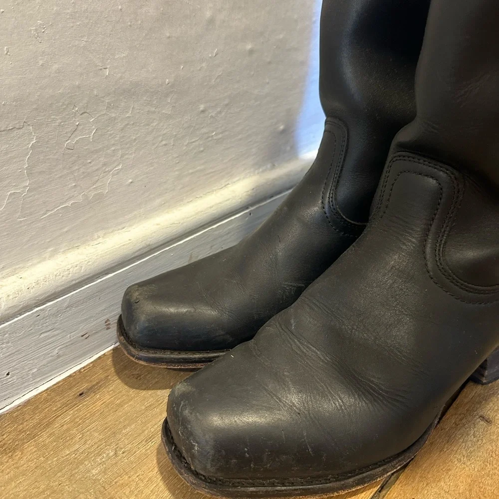 Vintage Frye Black Leather Boots Mens 11.5 - Picture 2 of 6